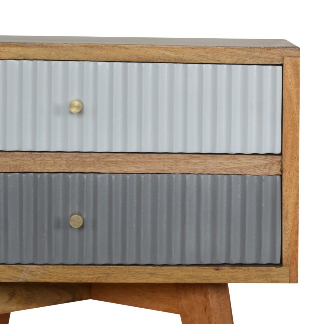 Line Grey Painted Bedside Table | Textured Front | Compact Bedroom Storage