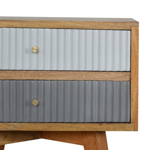 Line Grey Painted Bedside Table | Textured Front | Compact Bedroom Storage