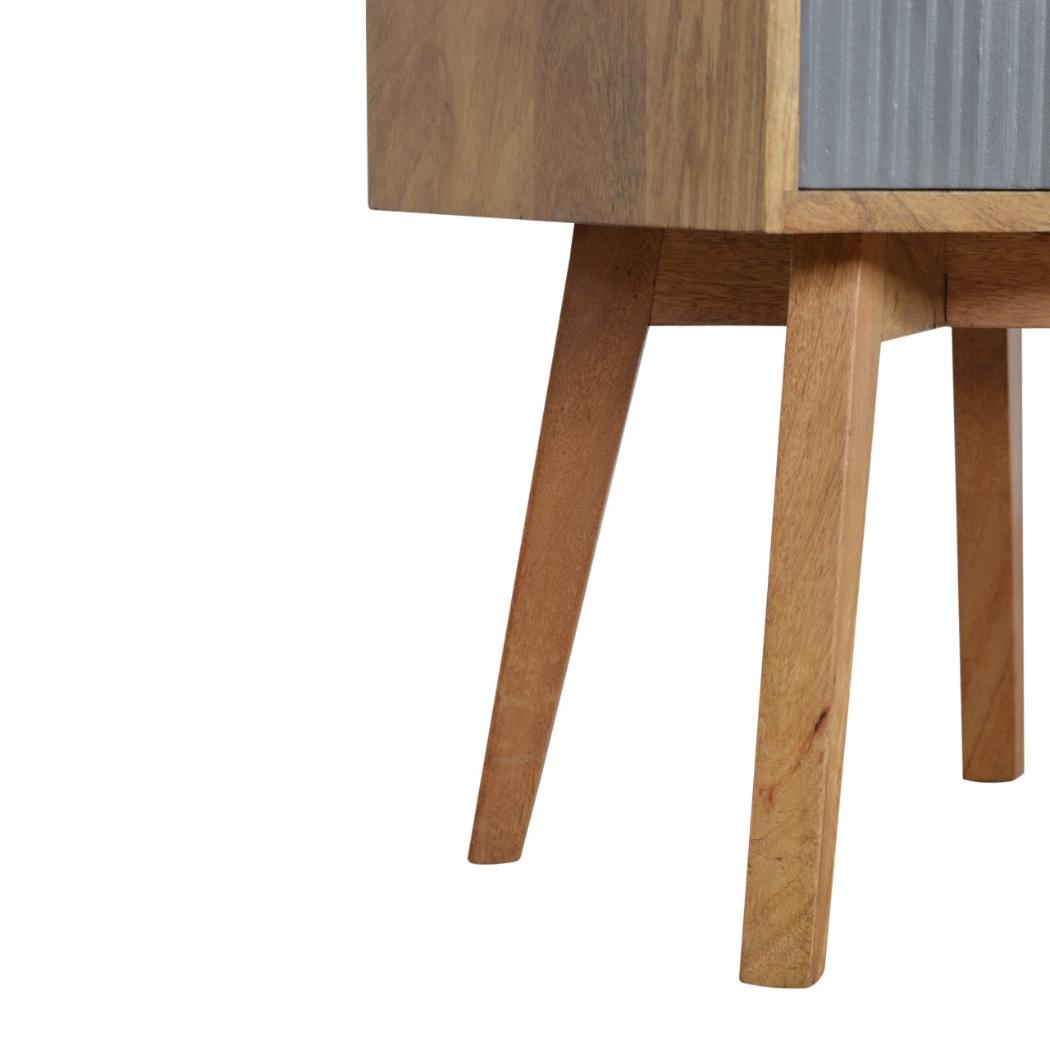 Line Grey Painted Bedside Table | Textured Front | Compact Bedroom Storage