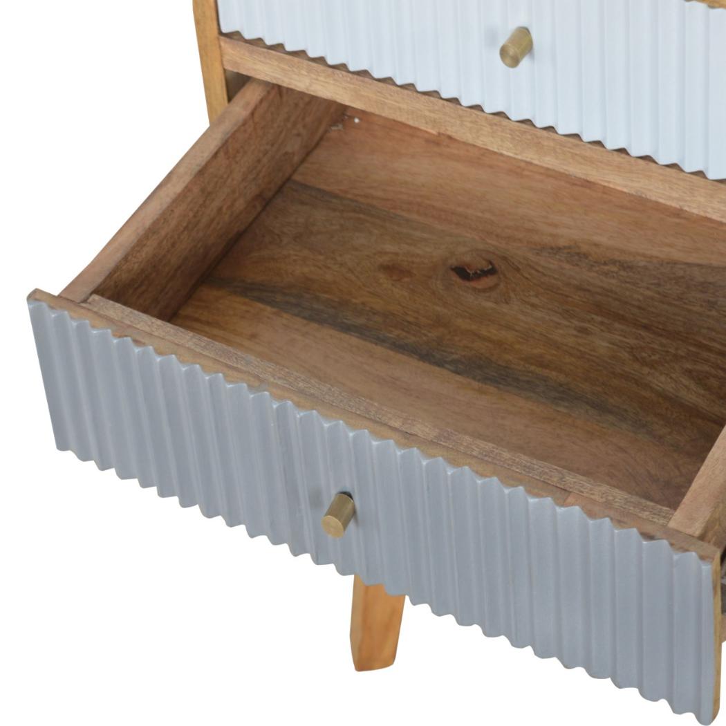 Line Grey Painted Bedside Table | Textured Front | Compact Bedroom Storage
