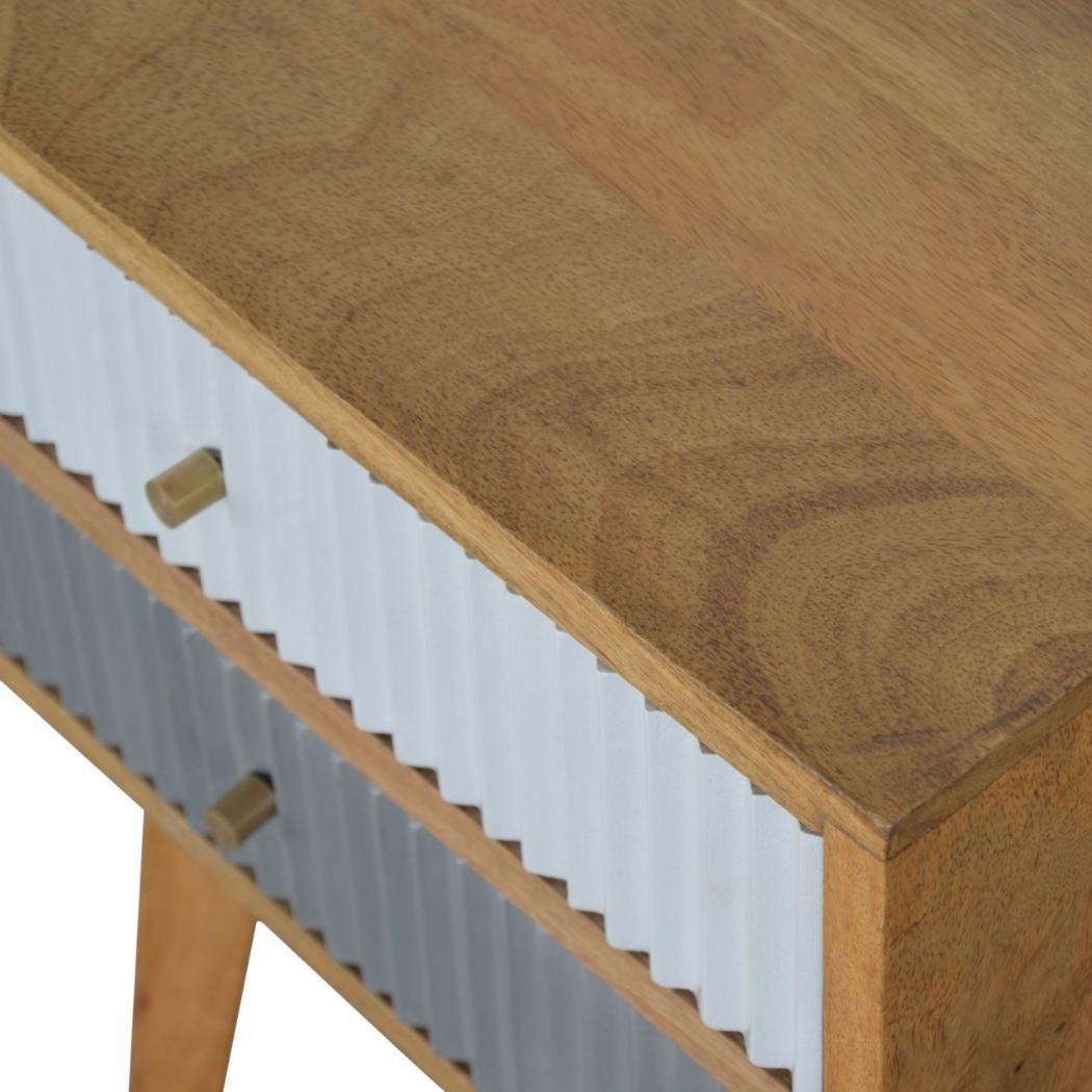 Line Grey Painted Bedside Table | Textured Front | Compact Bedroom Storage