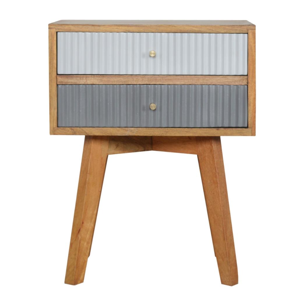 Line Grey Painted Bedside Table | Textured Front | Compact Bedroom Storage