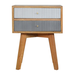 Line Grey Painted Bedside Table | Textured Front | Compact Bedroom Storage