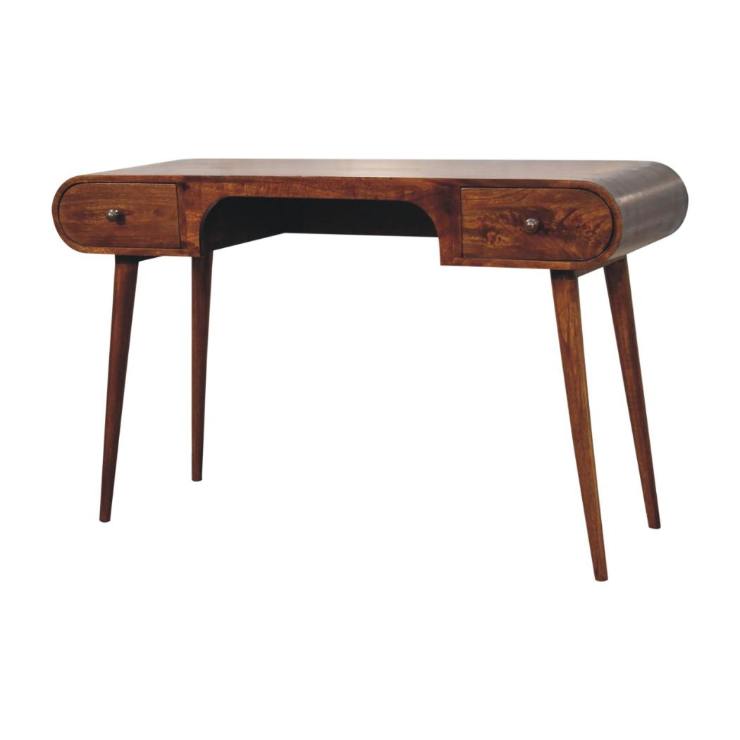 London Arch Writing Desk | Chestnut Finish | Curved Workspace Design