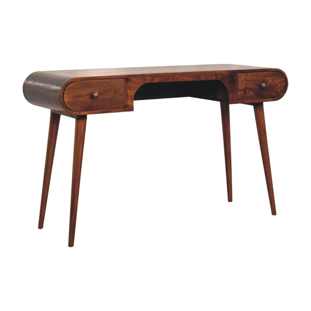 London Arch Writing Desk | Chestnut Finish | Curved Workspace Design
