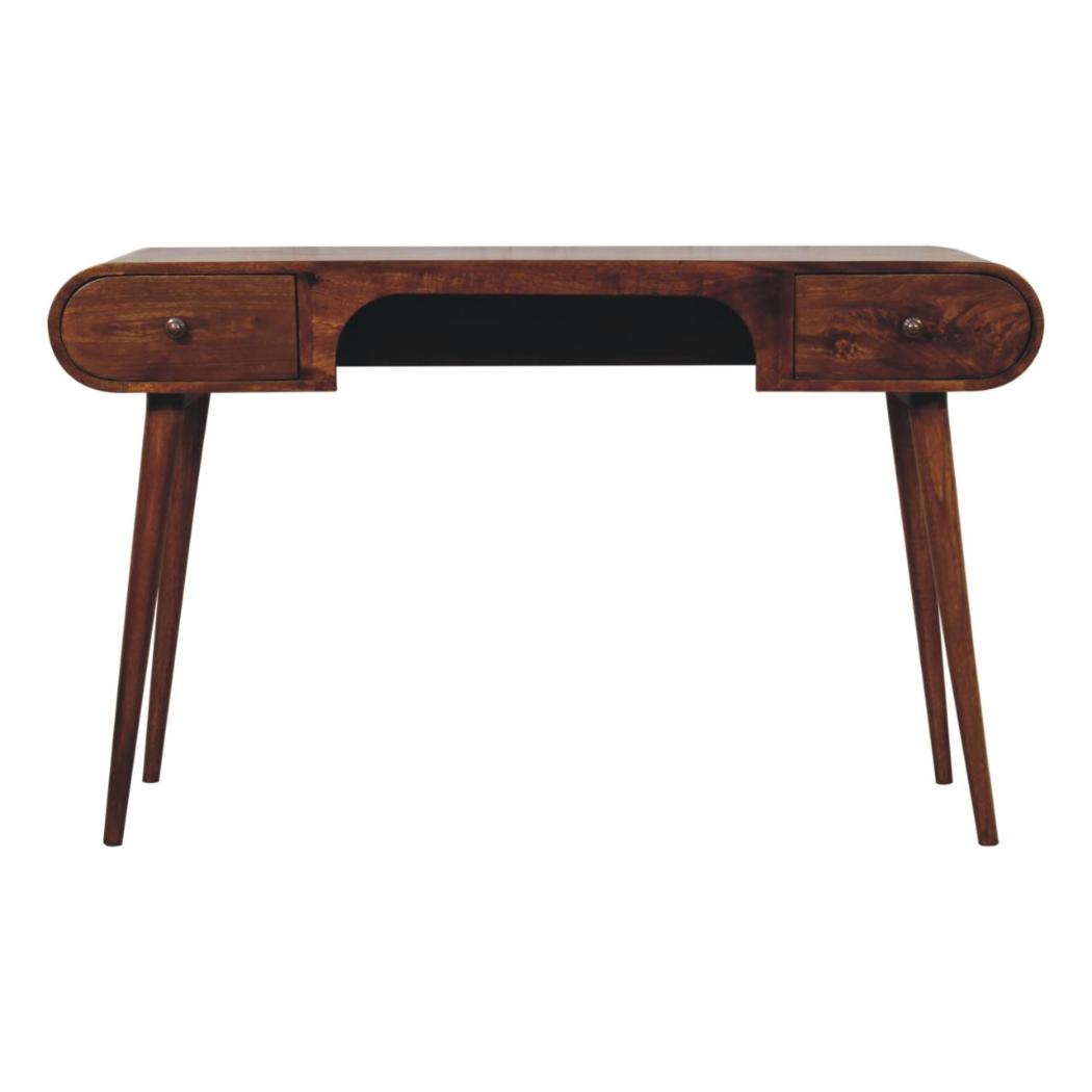 London Arch Writing Desk | Chestnut Finish | Curved Workspace Design