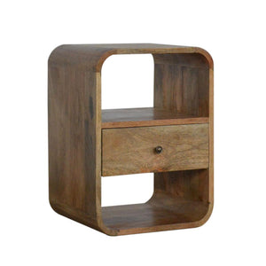 London Bedside Table | Rounded Solid Mango Wood Design | Bedroom Storage Furniture