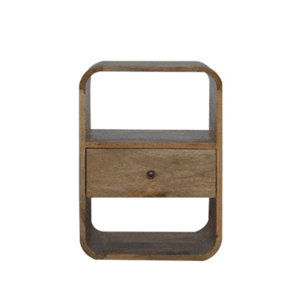 London Bedside Table | Rounded Solid Mango Wood Design | Bedroom Storage Furniture