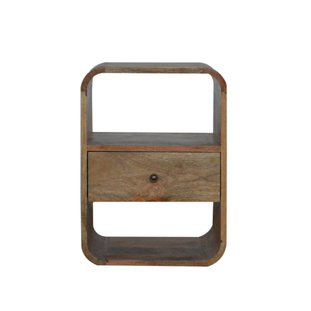 London Bedside Table | Rounded Solid Mango Wood Design | Bedroom Storage Furniture