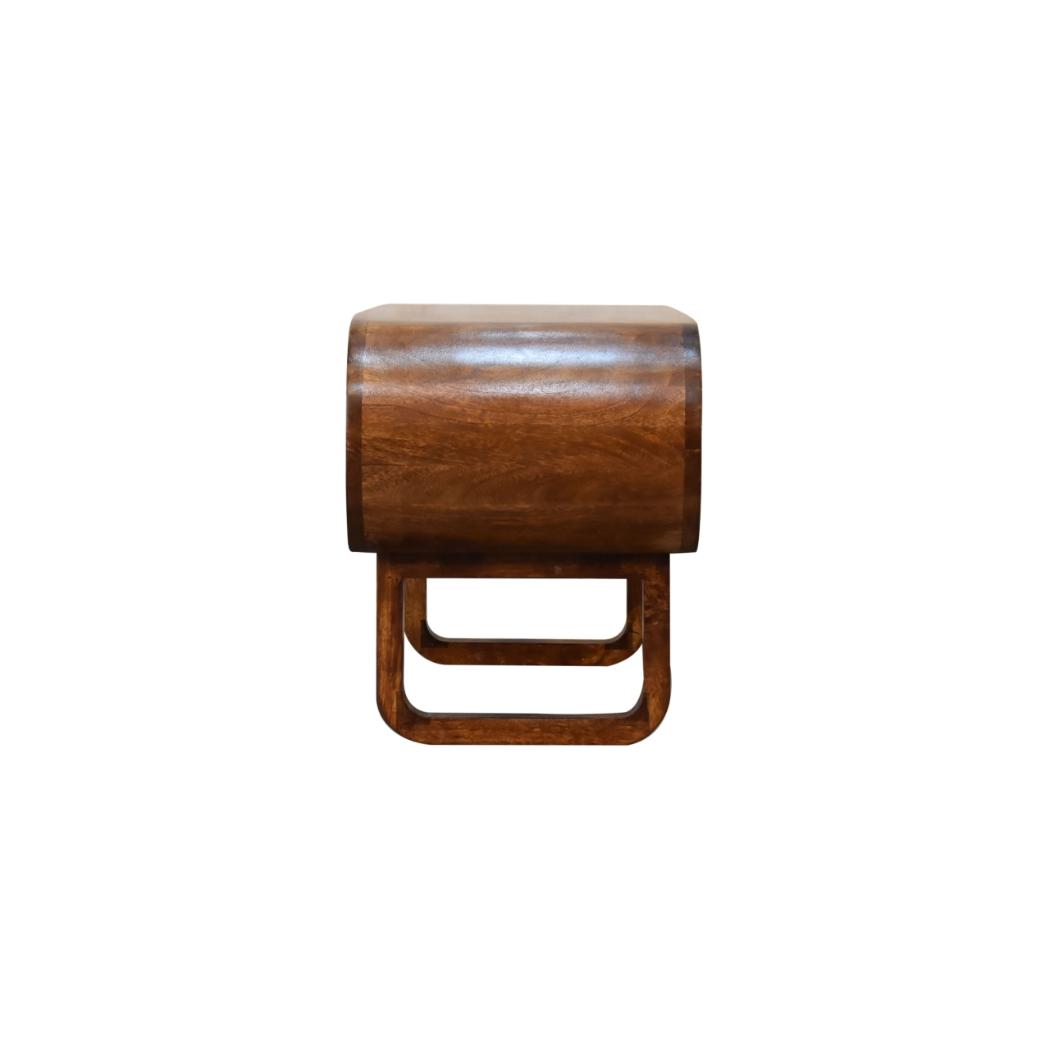 London Rounded Media Unit | Solid Mango Wood | Chestnut Finish | U-Frame Design