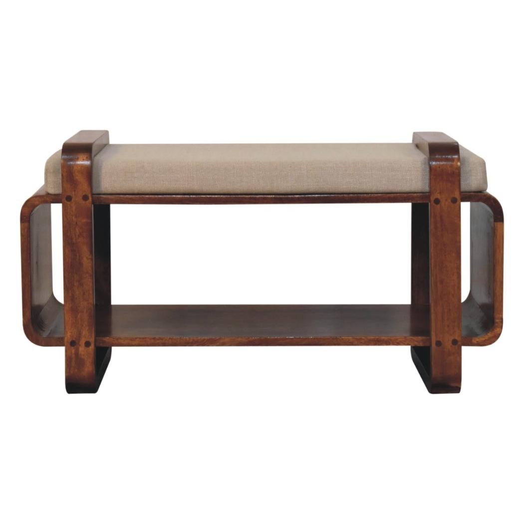 Loop Bench | Solid Mango Wood | Chestnut Finish