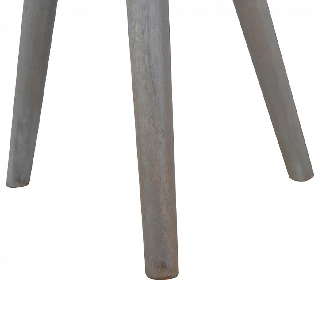 Lulu Round Tripod End Table | Solid Mango Wood | Washed Grey Finish | Scandinavian Side Table