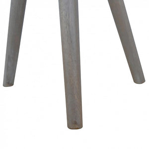 Lulu Round Tripod End Table | Solid Mango Wood | Washed Grey Finish | Scandinavian Side Table