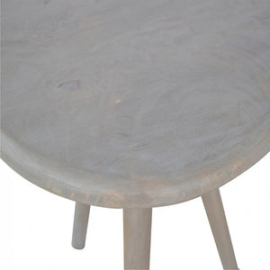 Lulu Round Tripod End Table | Solid Mango Wood | Washed Grey Finish | Scandinavian Side Table