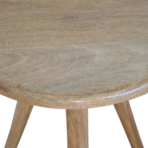 Lulu Tripod Side Table | Solid Mango Wood | Oak Finish | Round Accent Stool