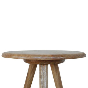 Lulu Tripod Side Table | Solid Mango Wood | Oak Finish | Round Accent Stool