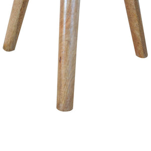 Lulu Tripod Side Table | Solid Mango Wood | Oak Finish | Round Accent Stool