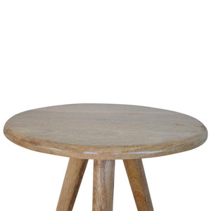 Lulu Tripod Side Table | Solid Mango Wood | Oak Finish | Round Accent Stool