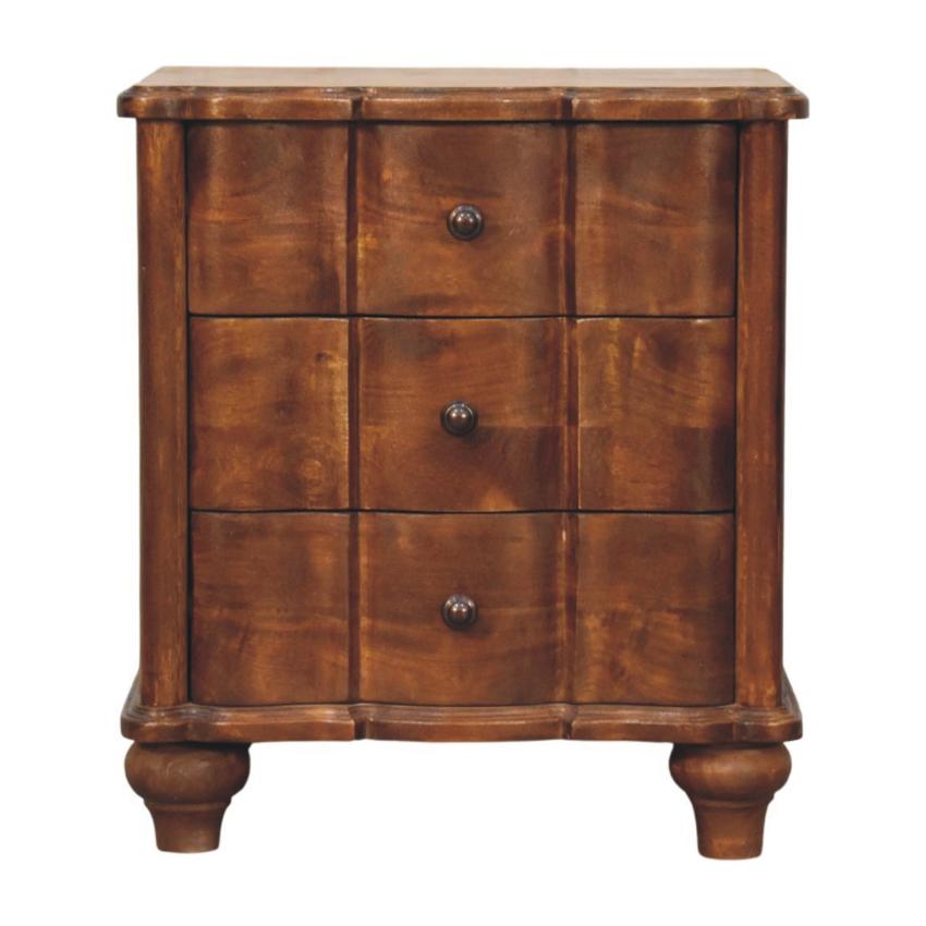 Lume Panel Bedside Table | Textured Timber Nightstand