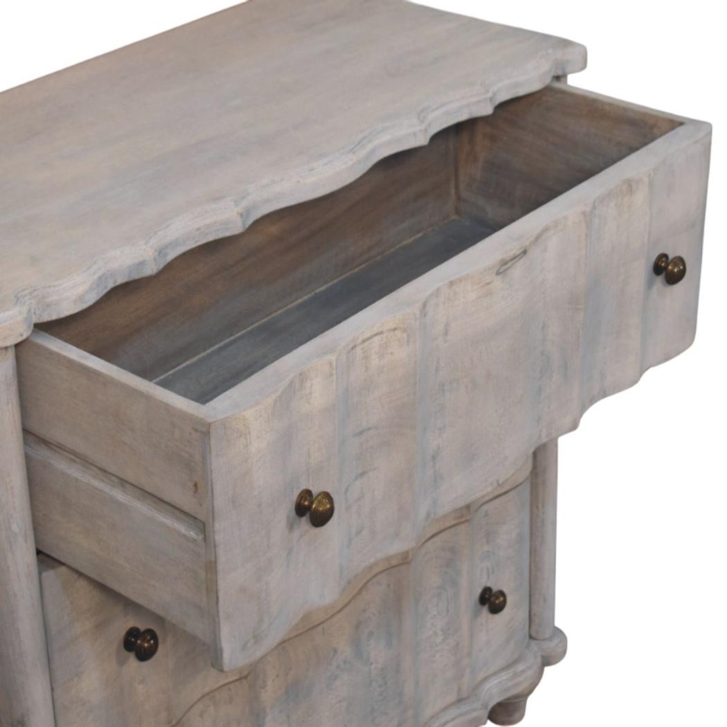 Lume Washed Chest of Drawers | Solid Mango Wood | Acid Wash Finish | 3 Drawer Storage Dresser