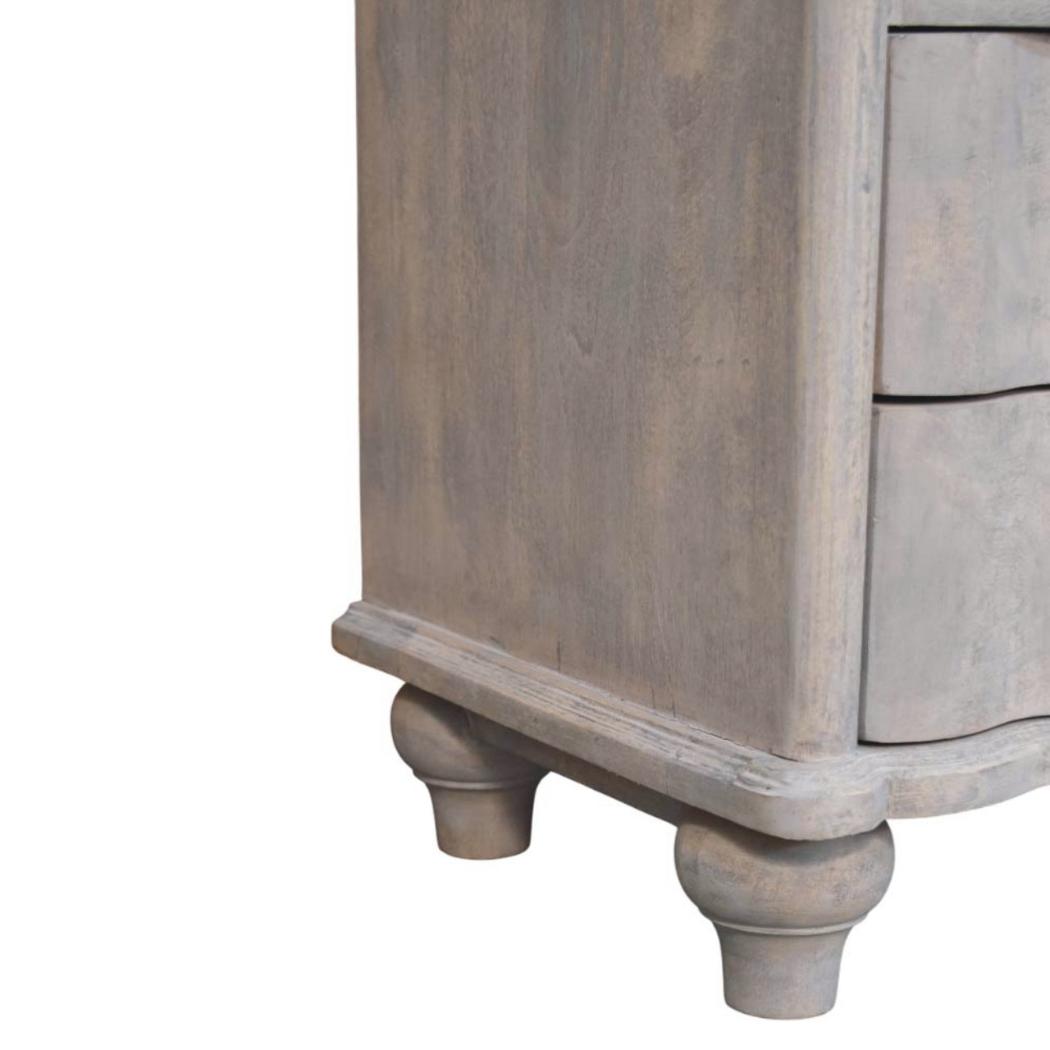 Lume Washed Open Shelf Bedside Table | Solid Mango Wood | Acid Wash Finish | 2 Drawer Nightstand with Open Shelf