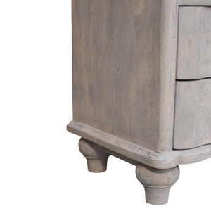 Lume Washed Open Shelf Bedside Table | Solid Mango Wood | Acid Wash Finish | 2 Drawer Nightstand with Open Shelf