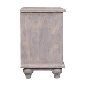 Lume Washed Open Shelf Bedside Table | Solid Mango Wood | Acid Wash Finish | 2 Drawer Nightstand with Open Shelf