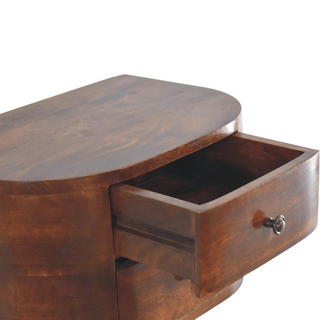 Lunar 2 Drawer Floating Bedside | Solid Mango Wood | Natural Wood Finish | Wall-Mounted Design