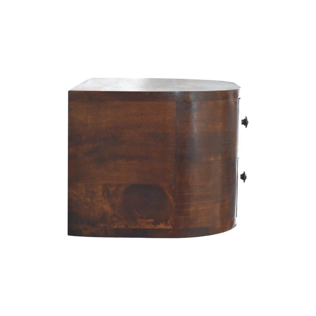 Lunar 2 Drawer Floating Bedside | Solid Mango Wood | Natural Wood Finish | Wall-Mounted Design