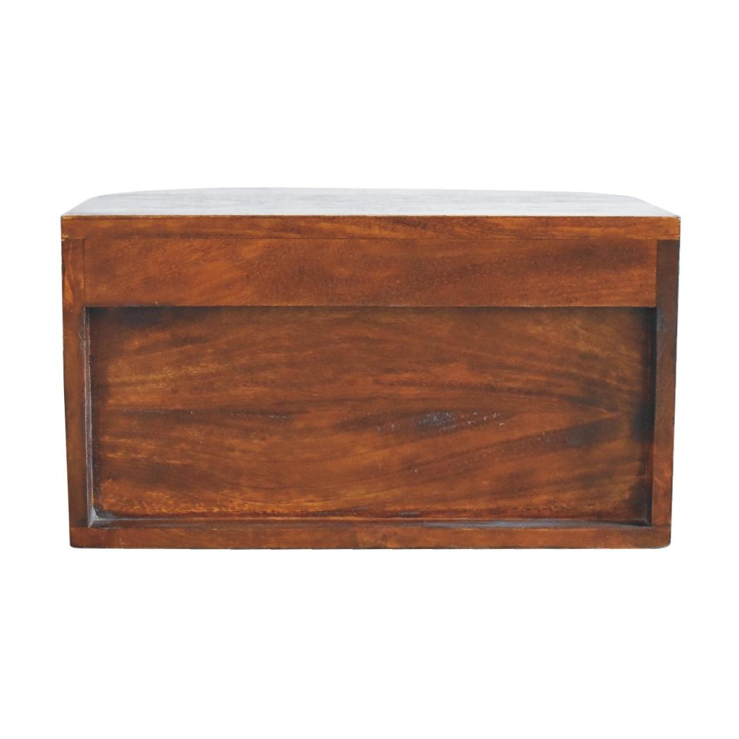 Lunar 2 Drawer Floating Bedside | Solid Mango Wood | Natural Wood Finish | Wall-Mounted Design