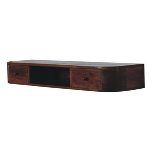 Lunar 2 Drawer Wall-Mounted Console | Solid Mango Wood | Natural Wood Finish | Wall-Mounted Design