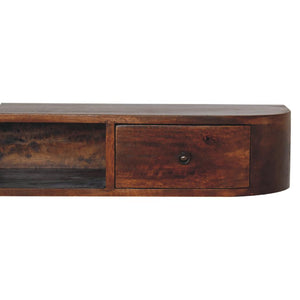 Lunar 2 Drawer Wall-Mounted Console | Solid Mango Wood | Natural Wood Finish | Wall-Mounted Design