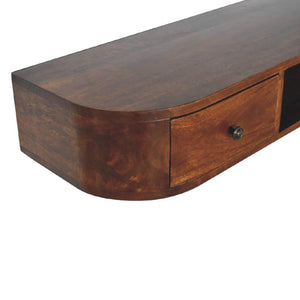 Lunar 2 Drawer Wall-Mounted Console | Solid Mango Wood | Natural Wood Finish | Wall-Mounted Design