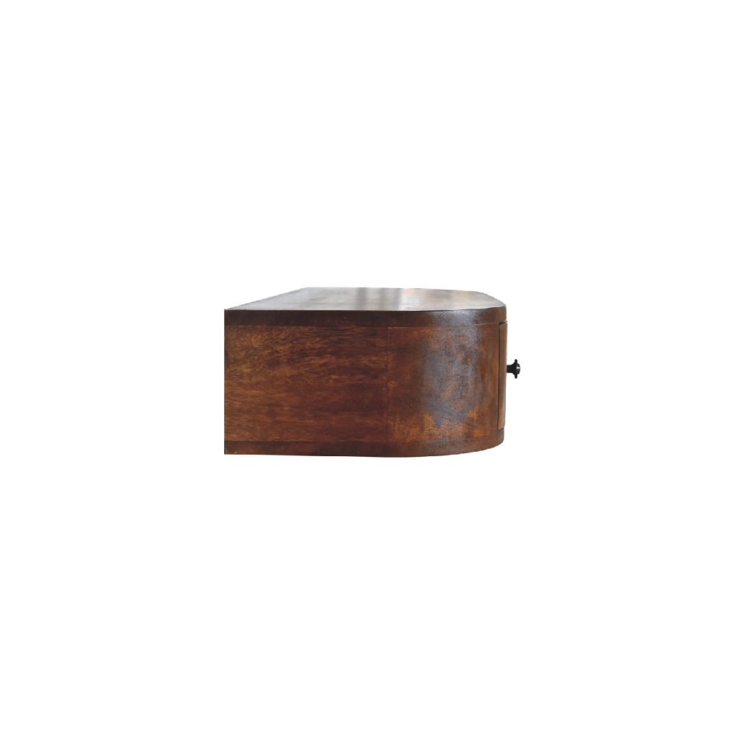 Lunar 2 Drawer Wall-Mounted Console | Solid Mango Wood | Natural Wood Finish | Wall-Mounted Design