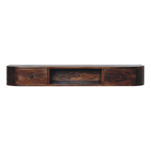 Lunar 2 Drawer Wall-Mounted Console | Solid Mango Wood | Natural Wood Finish | Wall-Mounted Design