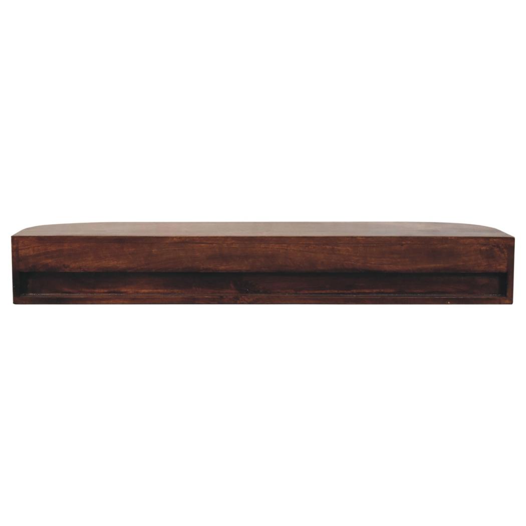 Lunar Wall-Mounted Console | Solid Mango Wood | Chestnut Finish | 2 Drawers