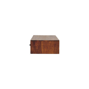 Lunar Wall-Mounted Console Table | Solid Mango Wood | Chestnut Finish | 2 Drawers