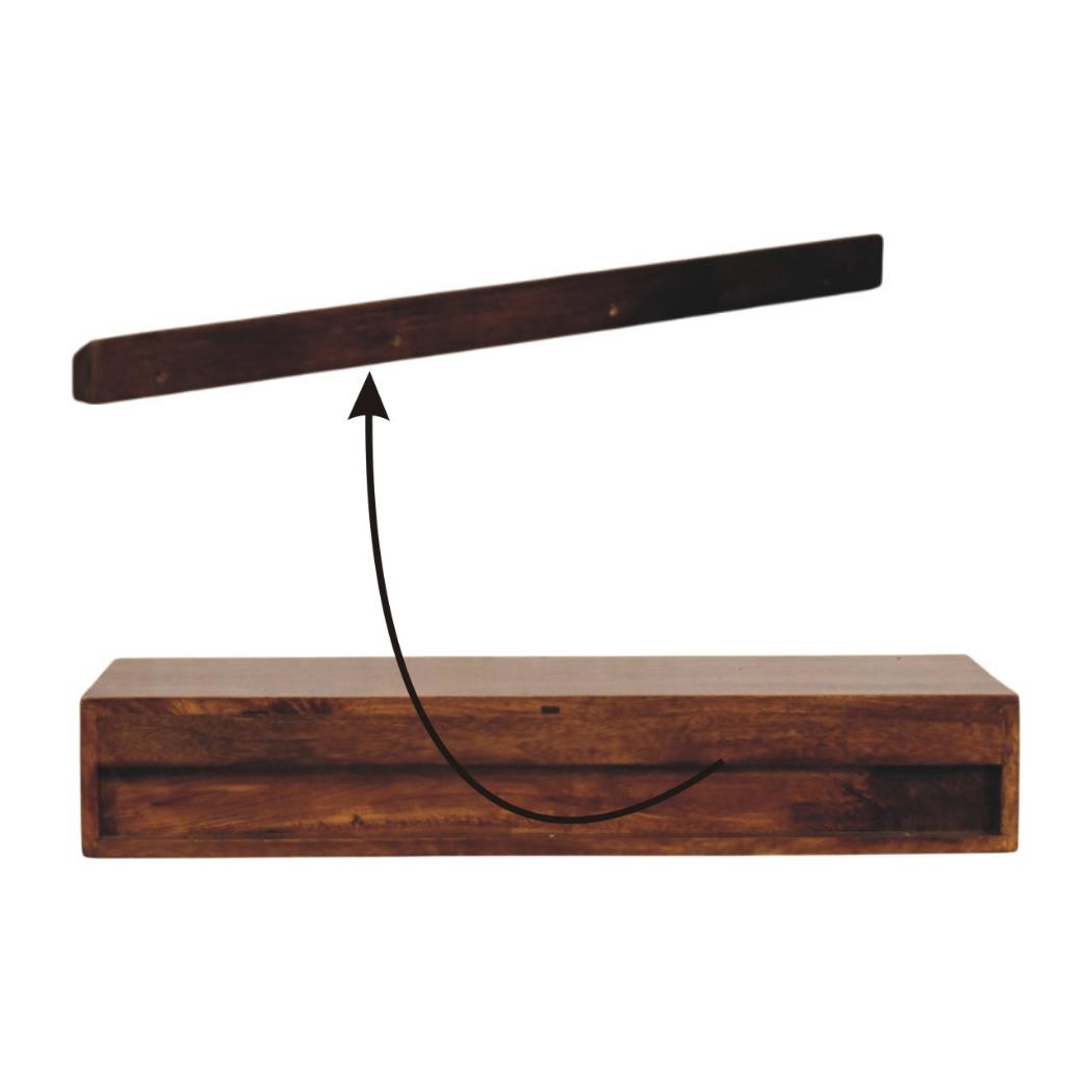 Lunar Wall-Mounted Console Table | Solid Mango Wood | Chestnut Finish | 2 Drawers