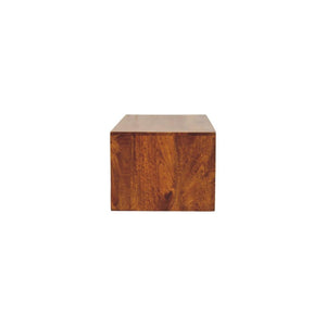Lunar Wall-Mounted TV Unit | Solid Mango Wood | Chestnut Finish | 2 Drawers