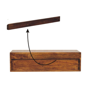 Lunar Wall-Mounted TV Unit | Solid Mango Wood | Chestnut Finish | 2 Drawers