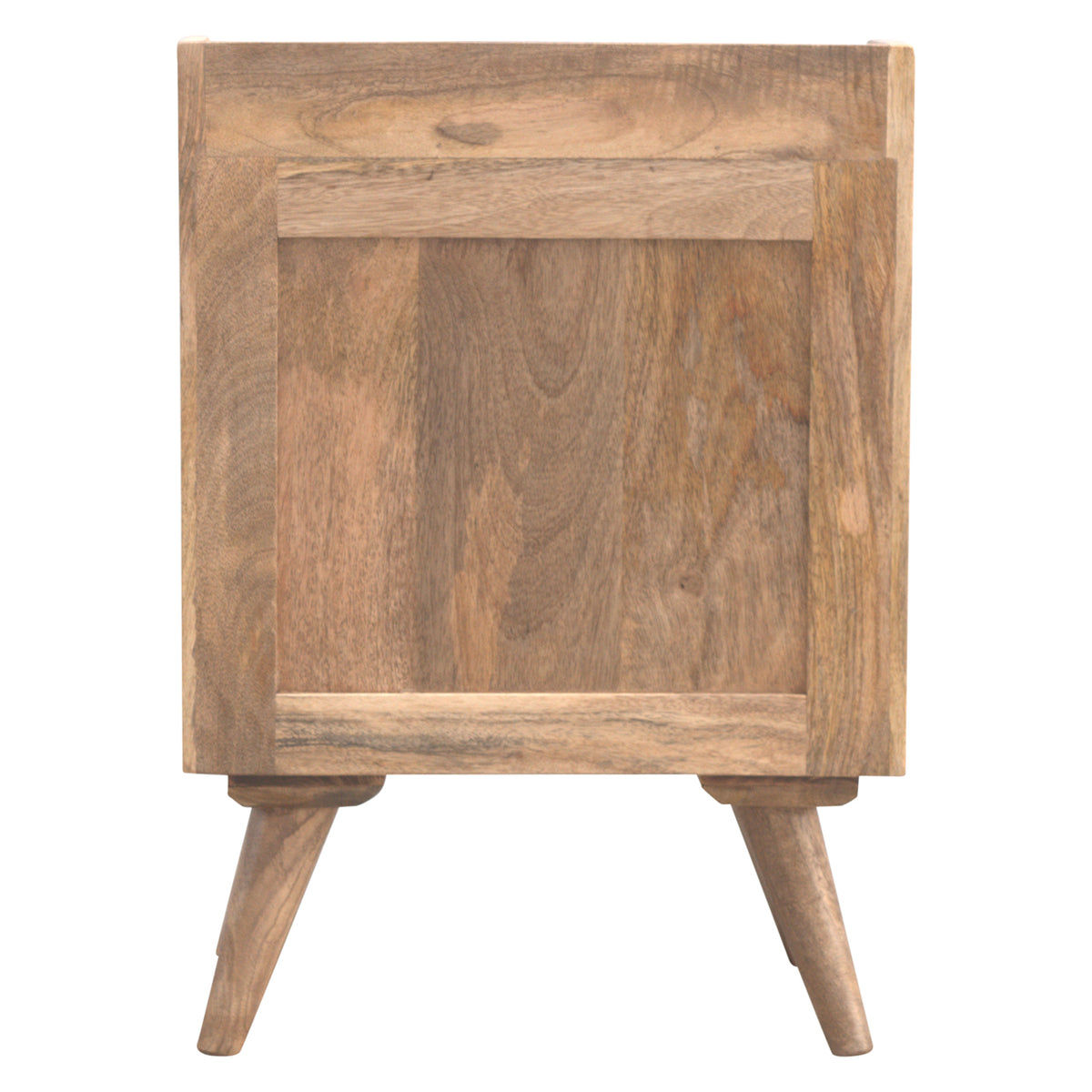 Solid Mango Wood Bedside Table | 3 Drawers | Gallery Back