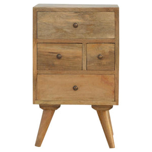 Mango Wood Multi-Drawer Bedside Table | 4 Drawers | Nordic Legs