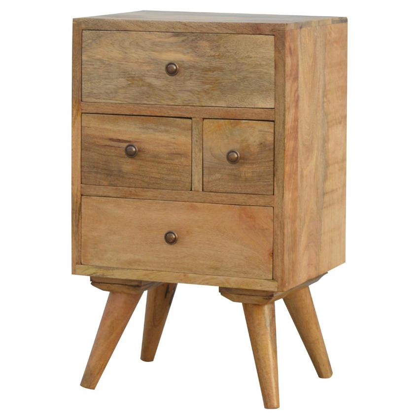 Mango Wood Multi-Drawer Bedside Table | 4 Drawers | Nordic Legs