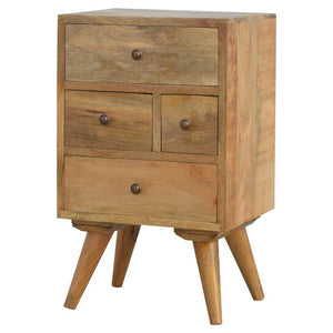 Mango Wood Multi-Drawer Bedside Table | 4 Drawers | Nordic Legs