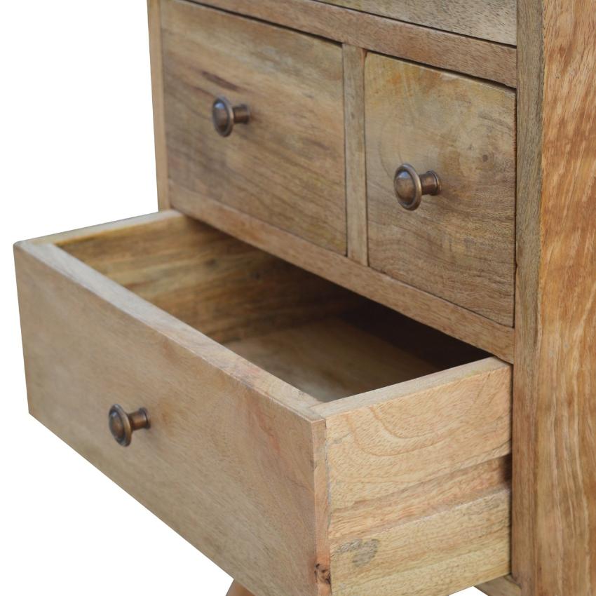 Mango Wood Multi-Drawer Bedside Table | 4 Drawers | Nordic Legs
