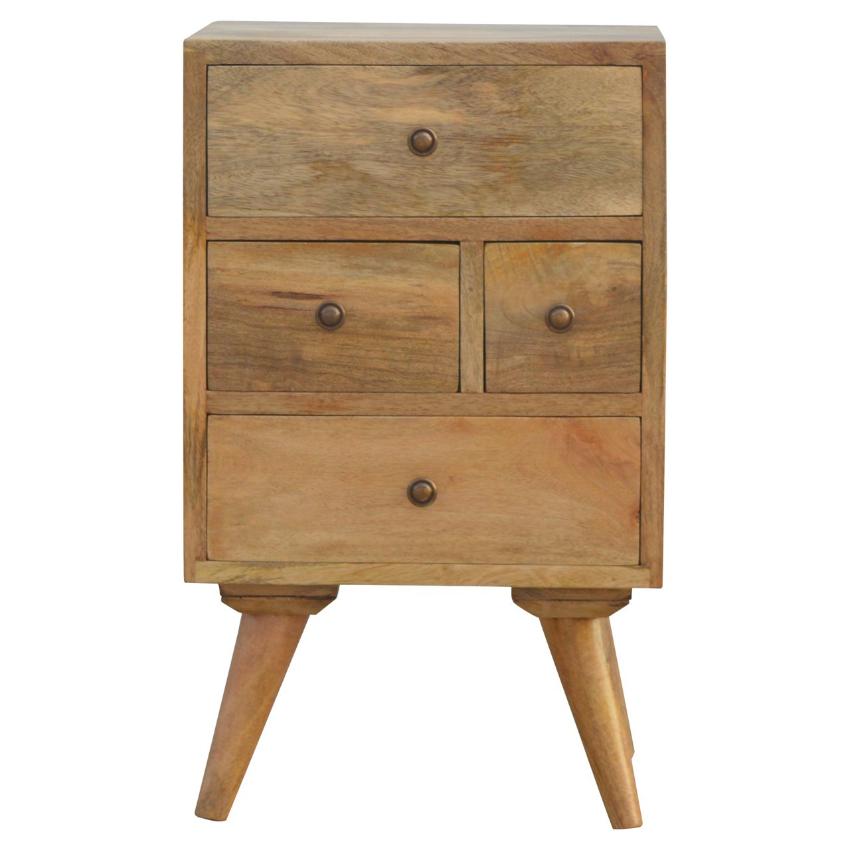 Mango Wood Multi-Drawer Bedside Table | 4 Drawers | Nordic Legs