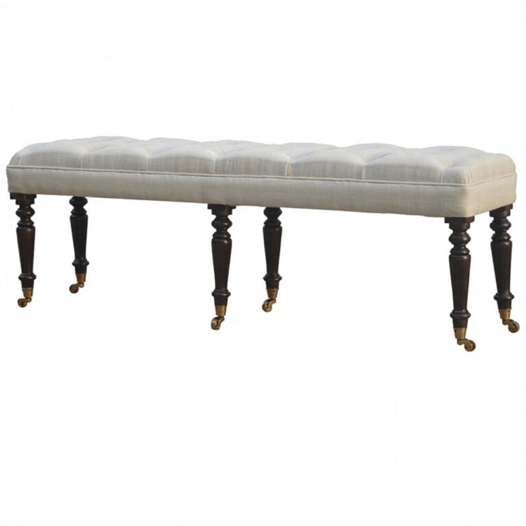Mango Wood Hallway Bench | Castor Base | Practical Entryway Seating