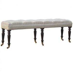 Mango Wood Hallway Bench | Castor Base | Practical Entryway Seating