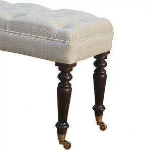 Mango Wood Hallway Bench | Castor Base | Practical Entryway Seating