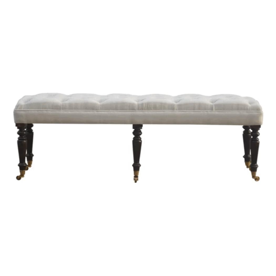 Mango Wood Hallway Bench | Castor Base | Practical Entryway Seating